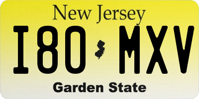 NJ license plate I80MXV