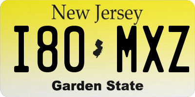 NJ license plate I80MXZ