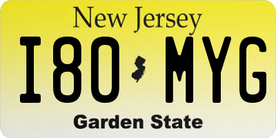 NJ license plate I80MYG