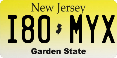 NJ license plate I80MYX