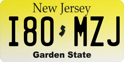 NJ license plate I80MZJ