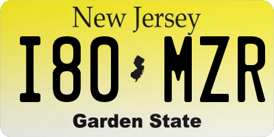 NJ license plate I80MZR