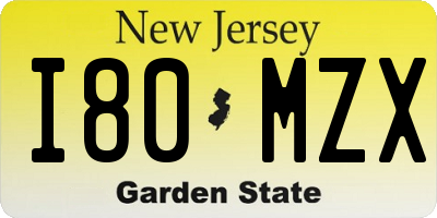 NJ license plate I80MZX