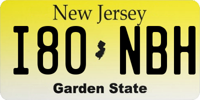 NJ license plate I80NBH