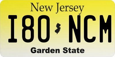NJ license plate I80NCM