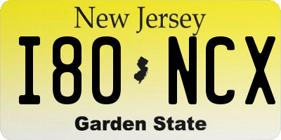 NJ license plate I80NCX
