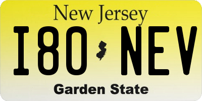 NJ license plate I80NEV
