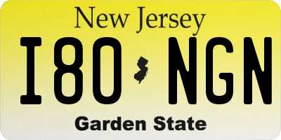 NJ license plate I80NGN