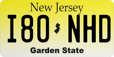 NJ license plate I80NHD