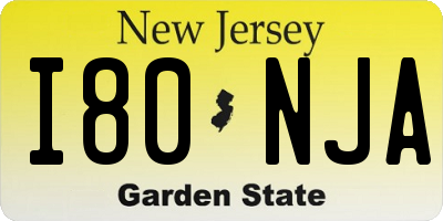 NJ license plate I80NJA