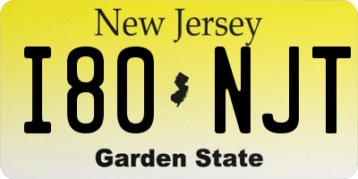 NJ license plate I80NJT