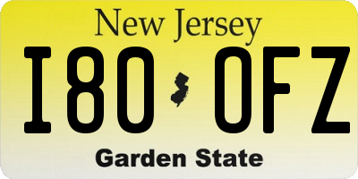 NJ license plate I80OFZ
