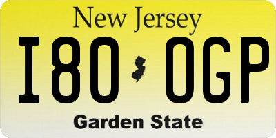 NJ license plate I80OGP