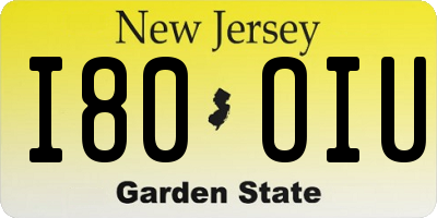 NJ license plate I80OIU