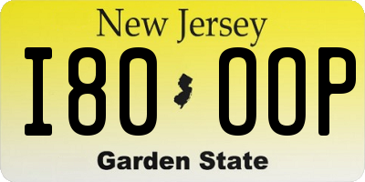 NJ license plate I80OOP