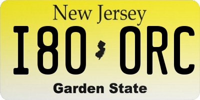 NJ license plate I80ORC