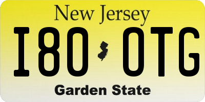 NJ license plate I80OTG