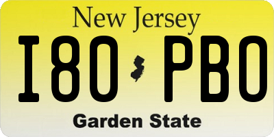 NJ license plate I80PBO