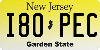 NJ license plate I80PEC