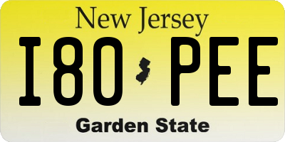 NJ license plate I80PEE