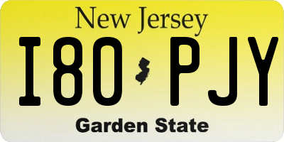 NJ license plate I80PJY