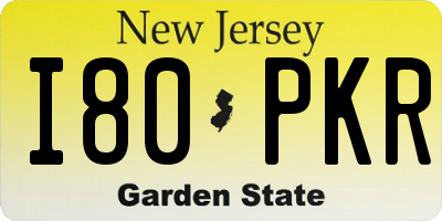 NJ license plate I80PKR