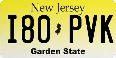NJ license plate I80PVK