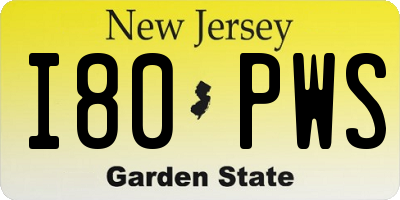 NJ license plate I80PWS
