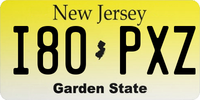 NJ license plate I80PXZ