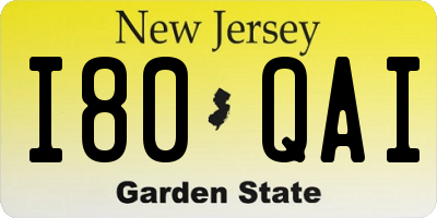NJ license plate I80QAI
