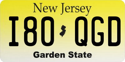 NJ license plate I80QGD