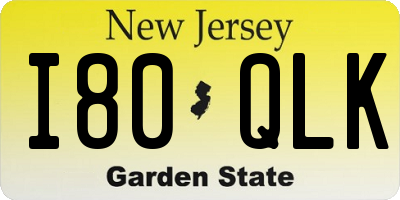 NJ license plate I80QLK