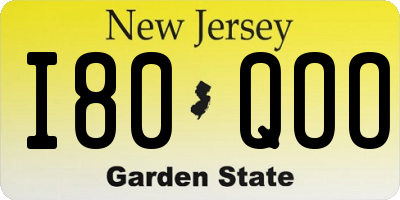 NJ license plate I80QOO
