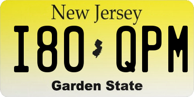 NJ license plate I80QPM