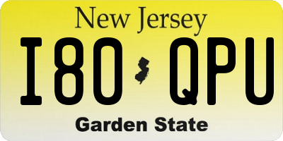 NJ license plate I80QPU