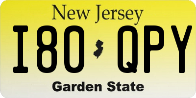NJ license plate I80QPY