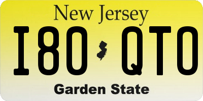 NJ license plate I80QTO