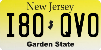 NJ license plate I80QVO