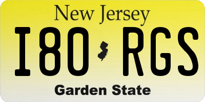 NJ license plate I80RGS