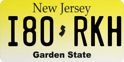 NJ license plate I80RKH