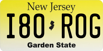 NJ license plate I80ROG