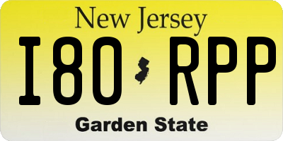 NJ license plate I80RPP