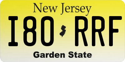 NJ license plate I80RRF