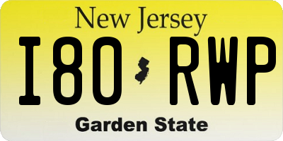 NJ license plate I80RWP