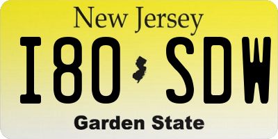 NJ license plate I80SDW