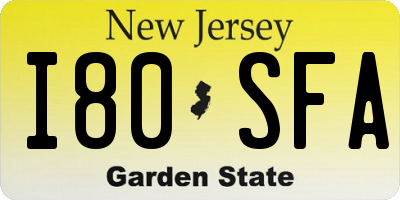 NJ license plate I80SFA