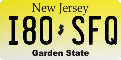 NJ license plate I80SFQ