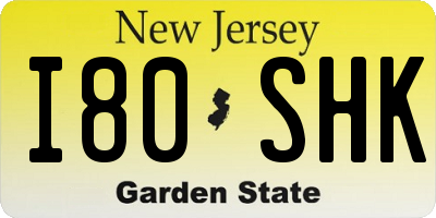 NJ license plate I80SHK