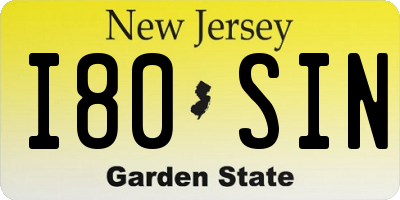 NJ license plate I80SIN