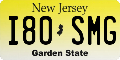 NJ license plate I80SMG